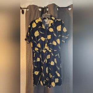 Floral Navy Blue/Yellow Romper Vintage